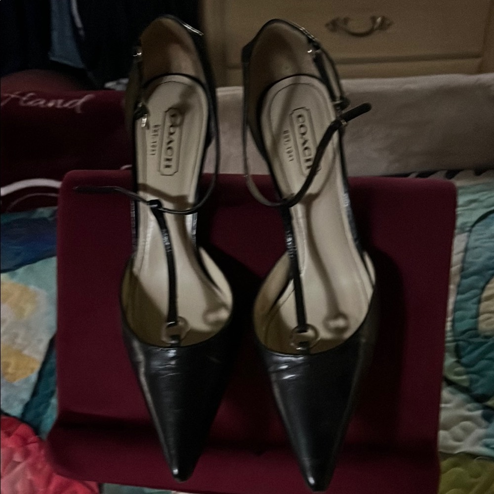Coach Black Stiletto Heels with Ankle Strap